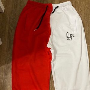 2 colored pants ( red & white )